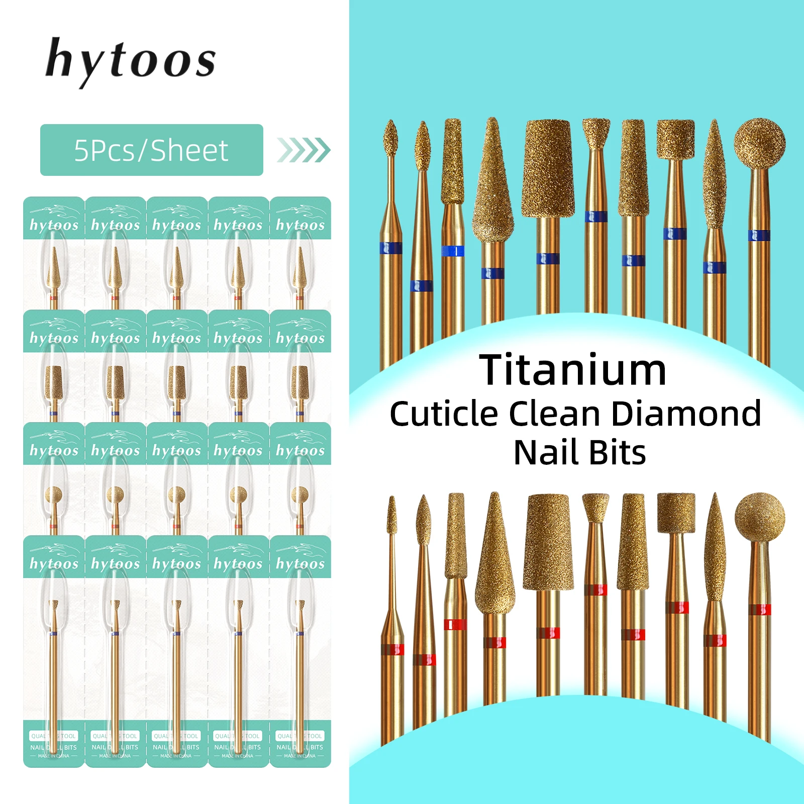 Nail File Titanium - HYTOOS 5Pcs/Set Mata Bor Kuku Titanium